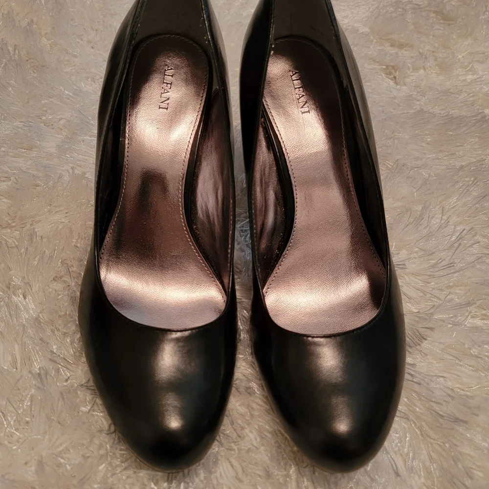 Alfani Black Leather Platform Heels - Picture 2 of 6